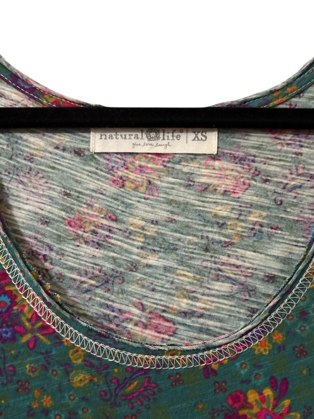 Natural Life Hangout Cotton Midi Dress in Turquoise Floral Medallions Sz XS - Picture 7 of 8